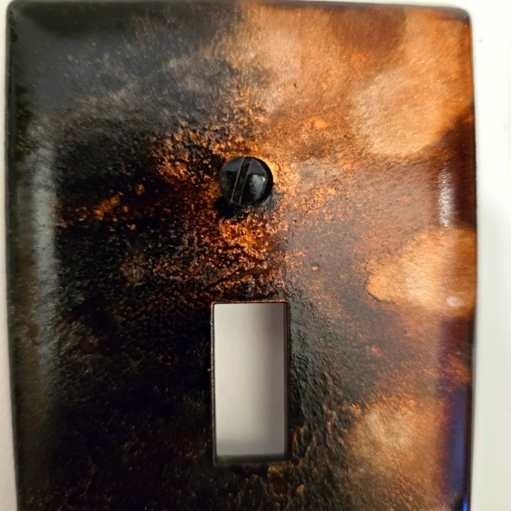 HANDCRAFTED & HANDPAINTED 6 Wood Coaster Set & Upcycled Single Light Switch Case - Picture 12 of 17